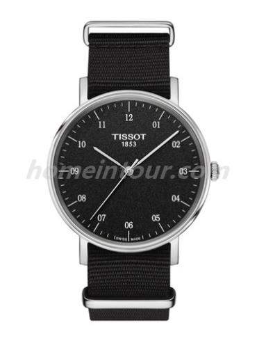 天梭T1094101707700男表T-Classic系列-黑色表带/表径38mm