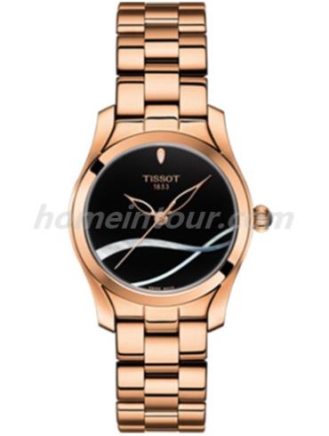 天梭T1122103305100女表T-Trend系列-5N玫瑰金表带/表径30mm