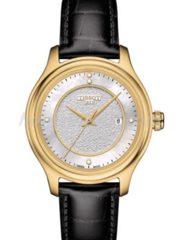 天梭T924.210.16.116.00女表T-Gold系列-黑色表带/表径30mm