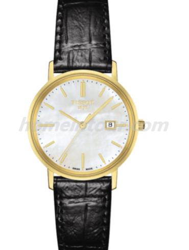 天梭T922.210.16.111.00女表T-Gold系列-黑色表带/表径29mm