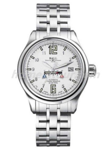 波尔NM1056D-SAJ-WHWhite男表铁路长官系列-银色表带/表径41mm