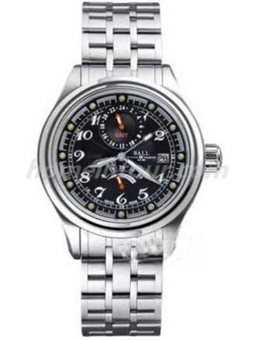 波尔GM1052D-SJ-BKBlack男表铁路长官系列-银色表带/表径41mm