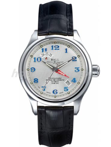 波尔GM1020D-LCJ-SL白盘真皮表带男表铁路长官系列-黑色表带/表径41mm