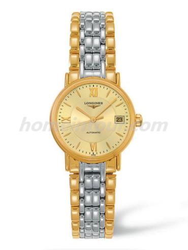 浪琴L4.321.2.45.7女表瑰丽系列-间金色表带/表径25.5mm