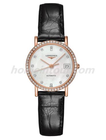 浪琴L4.378.9.87.0女表博雅系列-黑色表带/表径27.2mm