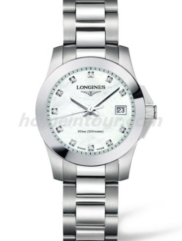 浪琴L3.277.4.87.6女表康卡斯系列-银色表带/表径29.5mm