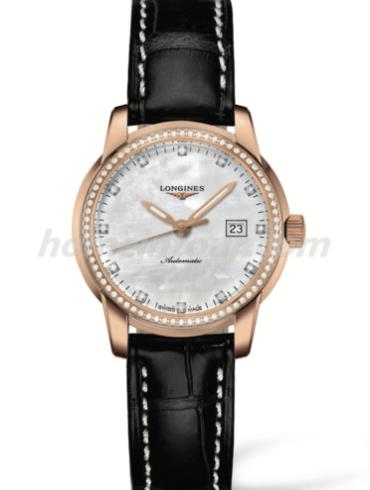 浪琴L2.563.9.87.3女表索伊米亚系列-黑色表带/表径30mm