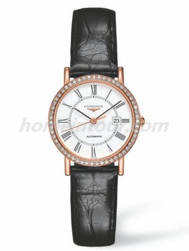 浪琴L4.378.9.11.0女表瑰丽系列-黑色表带/表径27.2mm