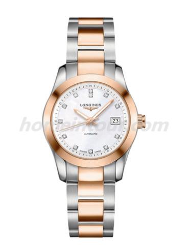 浪琴L2.285.5.87.7女表康铂系列-间金色表带/表径29.5mm