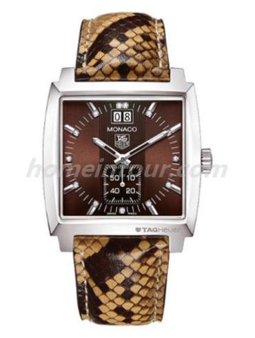 豪雅WAW1315.FC6217男表摩纳哥Monaco系列-棕色表带/表径37mm