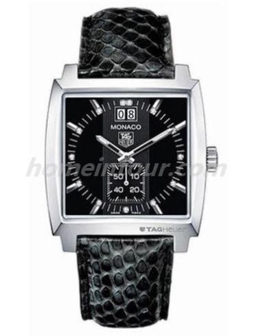 豪雅WAW1310.FC6216男表摩纳哥Monaco系列-黑色表带/表径37mm