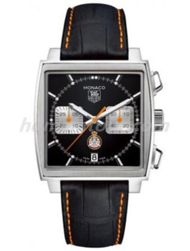 豪雅CAW211K.FC6311男表摩纳哥Monaco系列-黑色表带/表径39mm