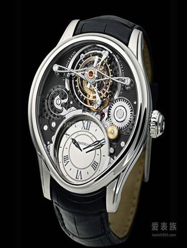 万宝龙双圆筒摆轮游丝陀飞轮-铂金款男表维莱尔1858系列-黑色表带/表径47mm