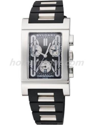 宝格丽RTC49SVD男表RETTANGOLO系列-银色/黑色表带/表径26x49mm