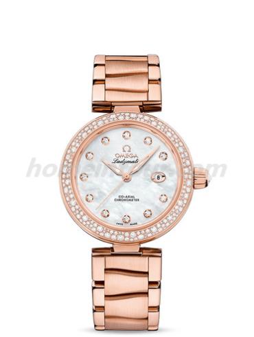 欧米茄425.65.34.20.55.010女表碟飞系列-玫瑰金色表带/表径34mm