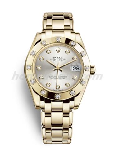 劳力士81318-0022女表珍珠淑女型-金色表带/表径34mm