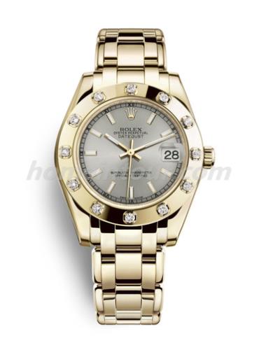 劳力士81318-0019女表珍珠淑女型-金色表带/表径34mm