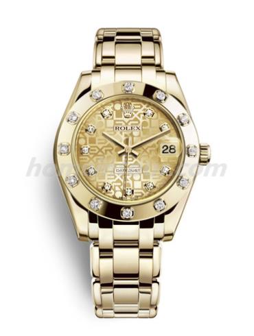 劳力士81318-0010女表珍珠淑女型-金色表带/表径34mm