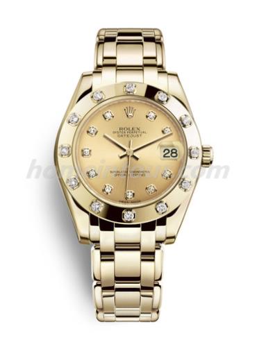 劳力士81318-0007女表珍珠淑女型-金色表带/表径34mm