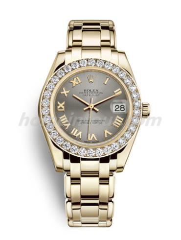 劳力士81298-0057女表珍珠淑女型-金色表带/表径34mm