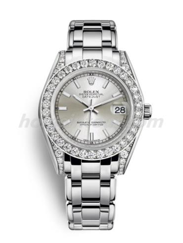 劳力士81159-0051女表珍珠淑女型-银色表带/表径34mm