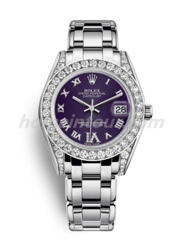 劳力士81159-0046女表珍珠淑女型-银色表带/表径34mm