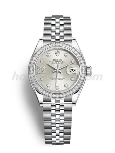 劳力士279384RBR-0021女表日志型-银色表带/表径28mm