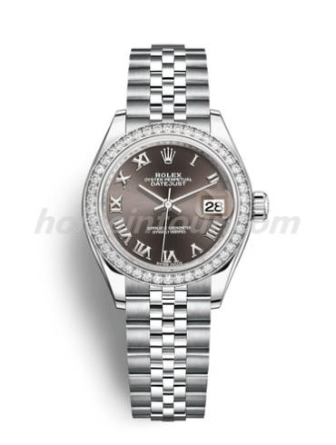 劳力士279384RBR-0015女表日志型-银色表带/表径28mm