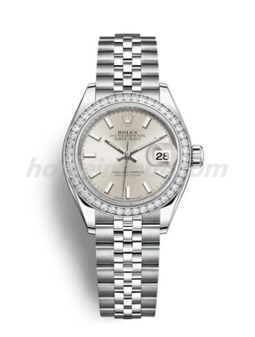 劳力士279384RBR-0007女表日志型-银色表带/表径28mm