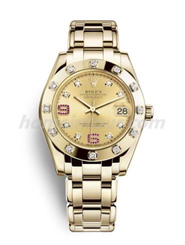 劳力士81318-0041女表珍珠淑女型-金色表带/表径34mm