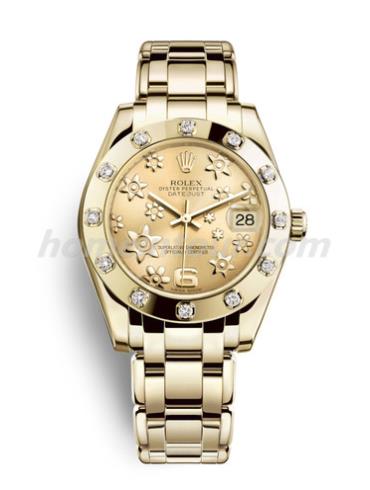 劳力士81318-0037女表珍珠淑女型-金色表带/表径34mm