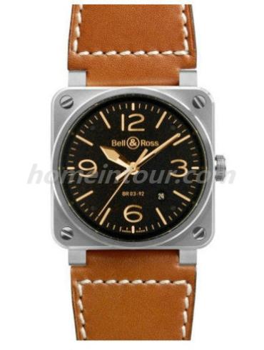 柏莱士BR0392-HERI_SWA男表AVIATION系列-黑色表带/表径42mm