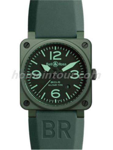 柏莱士BR0392-CE-MIL_SRU男表AVIATION系列-绿色表带/表径42mm