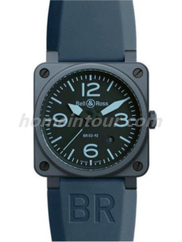 柏莱士BR0392-CE-BLU_SRU男表AVIATION系列-蓝色表带/表径42mm