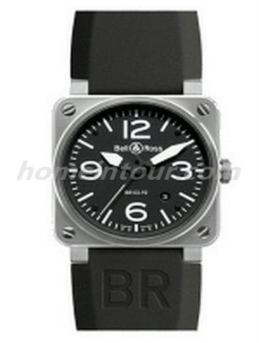 柏莱士BR0392-BL_SRU男表AVIATION系列-黑色表带/表径42mm