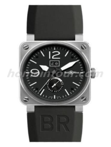 柏莱士BR0390-BL-ST_SRU男表AVIATION系列-黑色表带/表径42mm