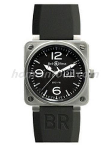 柏莱士BR0196-BL_SRU男表AVIATION系列-黑色表带/表径46mm