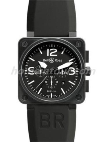 柏莱士BR0194-BL-CA_SRU男表AVIATION系列-黑色表带/表径46mm