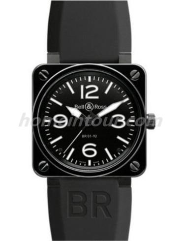 柏莱士BR0192-BL-CE_SCR男表AVIATION系列-黑色表带/表径46mm