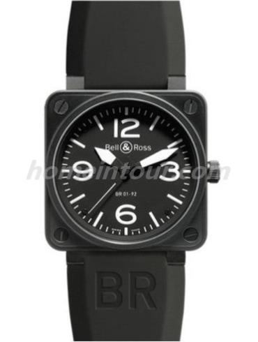 柏莱士BR0192-BL-CA_SRU男表AVIATION系列-黑色表带/表径46mm