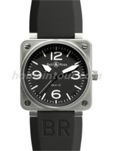 柏莱士BR0192-BL_SRU男表AVIATION系列-黑色表带/表径46mm