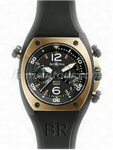 柏莱士BR02-CHR-PINK-CA_SRU男表MARINE系列-黑色表带/表径44mm