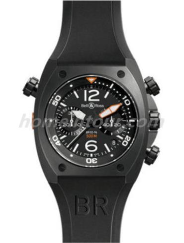 柏莱士BR02-CHR-BL-CA_SRU男表MARINE系列-黑色表带/表径44mm