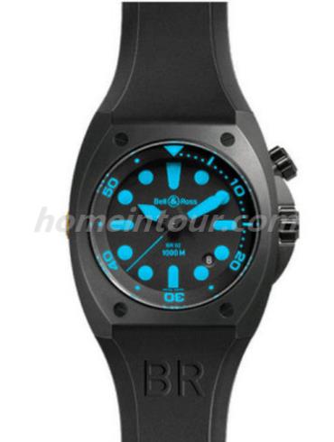 柏莱士BR02-BLU_SRU男表MARINE系列-黑色表带/表径44mm