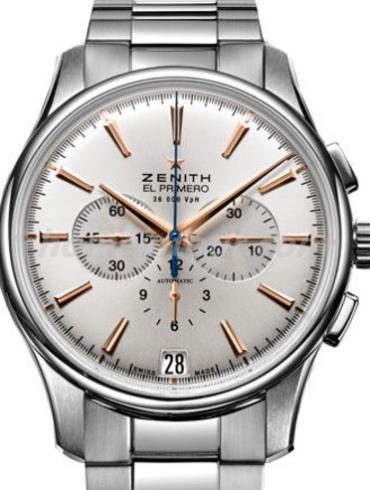 真力时03.2110.400_01.M2110男表指挥官-银色表带/表径42mm