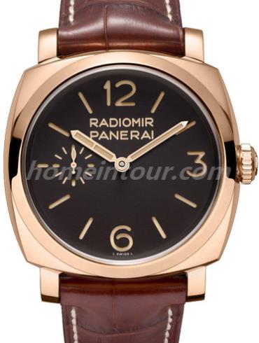 沛纳海PAM00398男表Radiomir系列-棕色表带/表径47mm