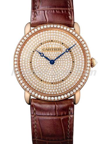 卡地亚WR007008男表Ronde louis系列-棕色表带/表径36mm