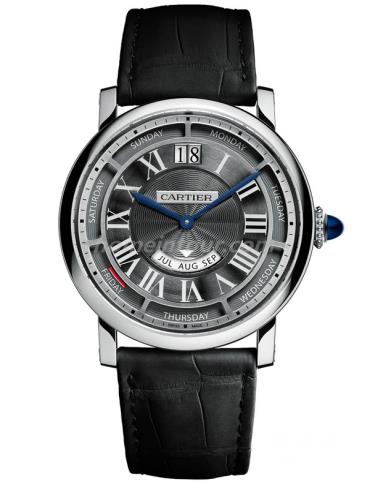 卡地亚Rotonde系列年历白金款男表Rotonde系列-黑色表带/表径40mm