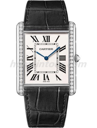 卡地亚WT200006男表坦克Tank系列-黑色表带/表径40.40 x 34.92mm