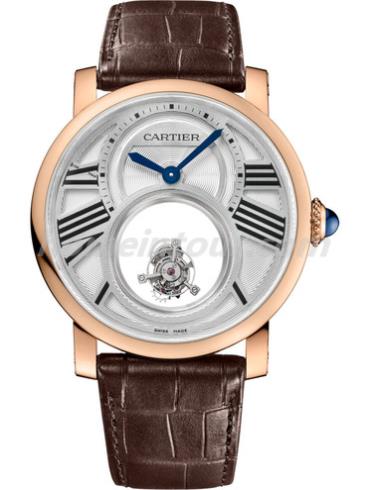卡地亚W1556230男表Rotonde系列-棕色表带/表径45mm